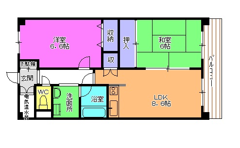 加古川市加古川町粟津のマンションの間取り