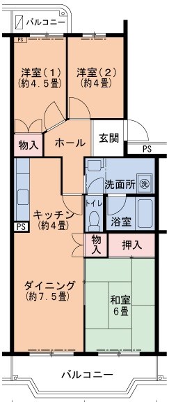 神戸市須磨区中落合のマンションの間取り