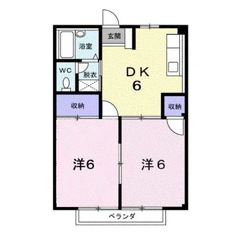 【福山市南手城町のアパートの間取り】