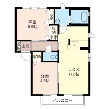 ヴェルドミールＡ　シャーメゾンの間取り