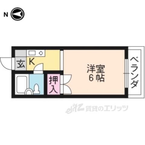 京都市左京区上高野車地町のマンションの間取り