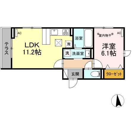 仙台市青葉区錦町のアパートの間取り