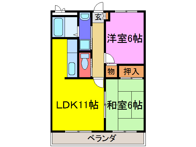 宍粟市山崎町三津のマンションの間取り