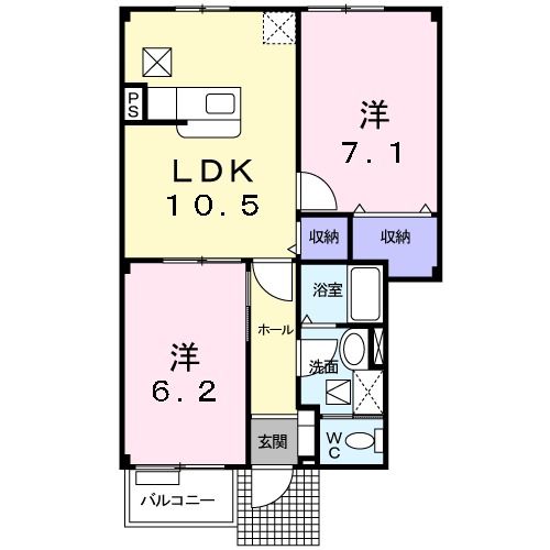 八戸市大字湊町のアパートの間取り