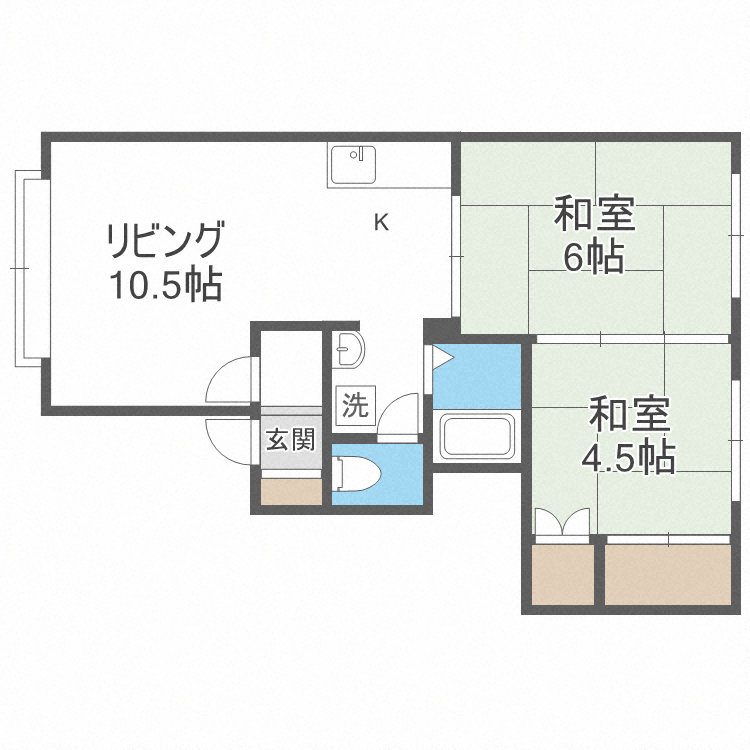 札幌市中央区宮の森二条のアパートの間取り