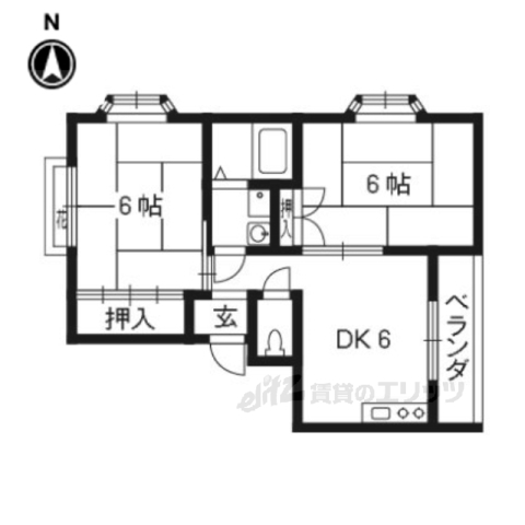 京都市左京区岩倉西五田町のマンションの間取り