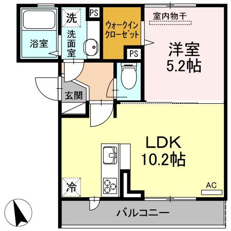 【広島市西区観音新町のアパートの間取り】