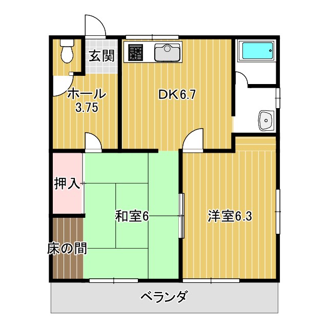 鞍田ハイツの間取り