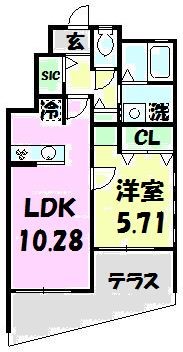 【藤沢市亀井野のアパートの間取り】