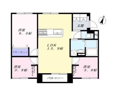 倉敷市玉島黒崎新町のマンションの間取り