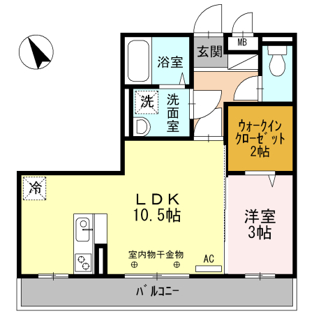 【姫路市東山のアパートの間取り】