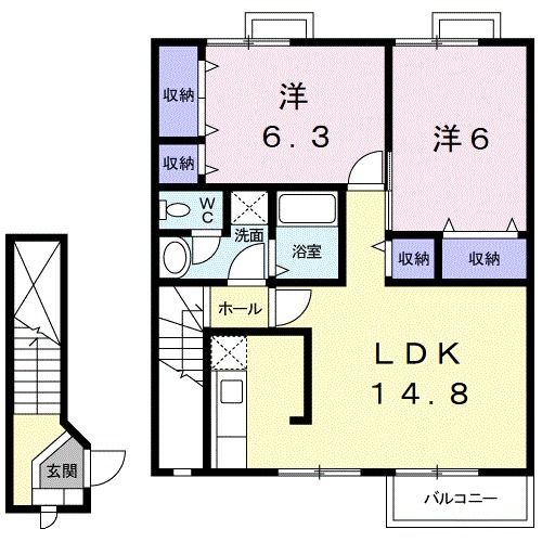 和歌山市田尻のアパートの間取り