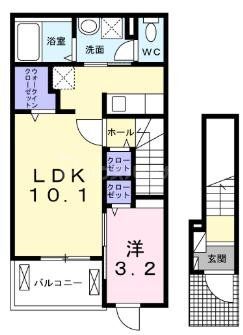 鎌ケ谷市東道野辺のアパートの間取り