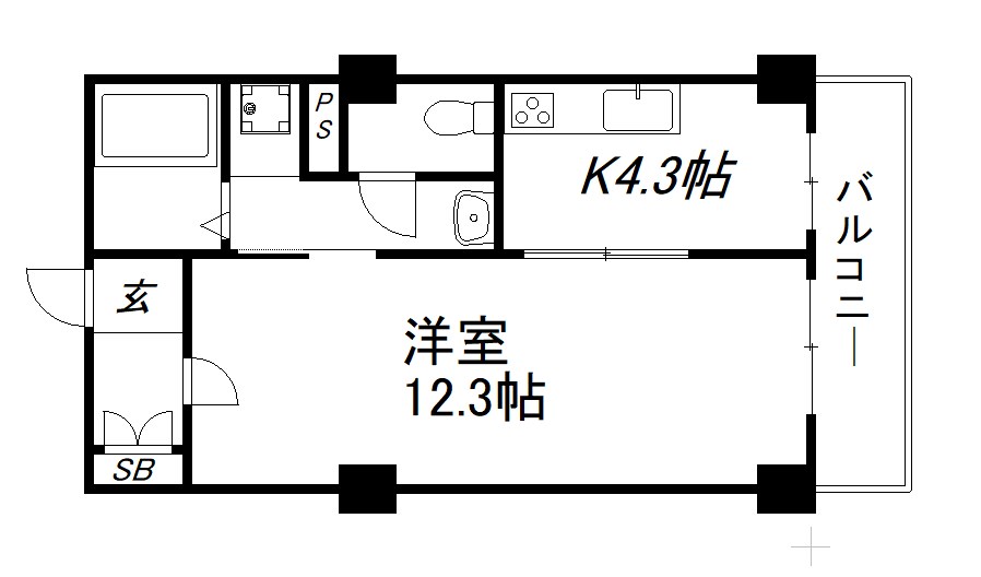 京都市右京区西院北矢掛町のマンションの間取り