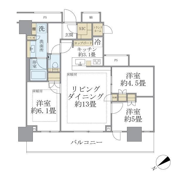 北区上十条のマンションの間取り