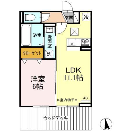 Ｄ－ＲＯＯＭ姉体III　Ｂの間取り
