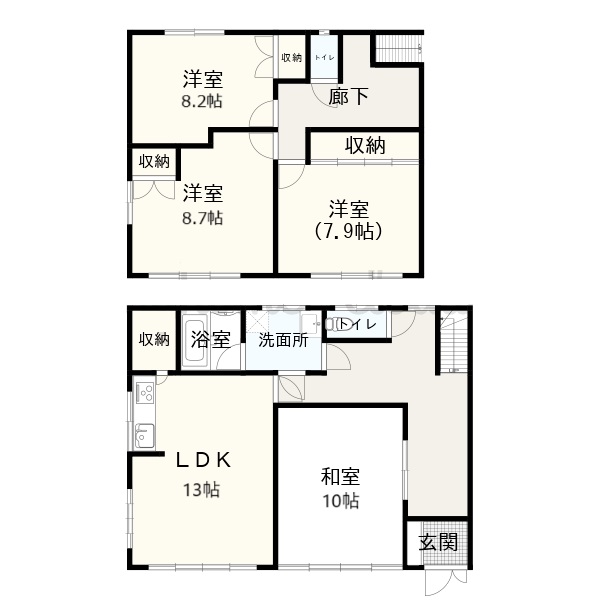 仙台市泉区南光台のマンションの間取り