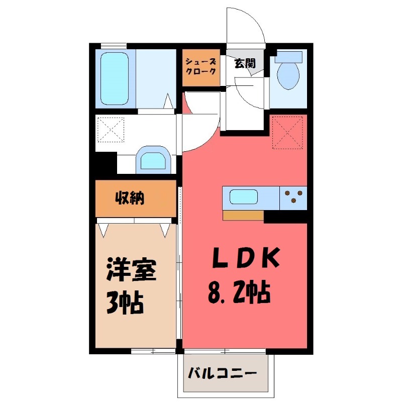 【栃木市大平町富田のアパートの間取り】