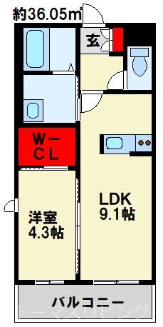 北九州市小倉北区中井のマンションの間取り