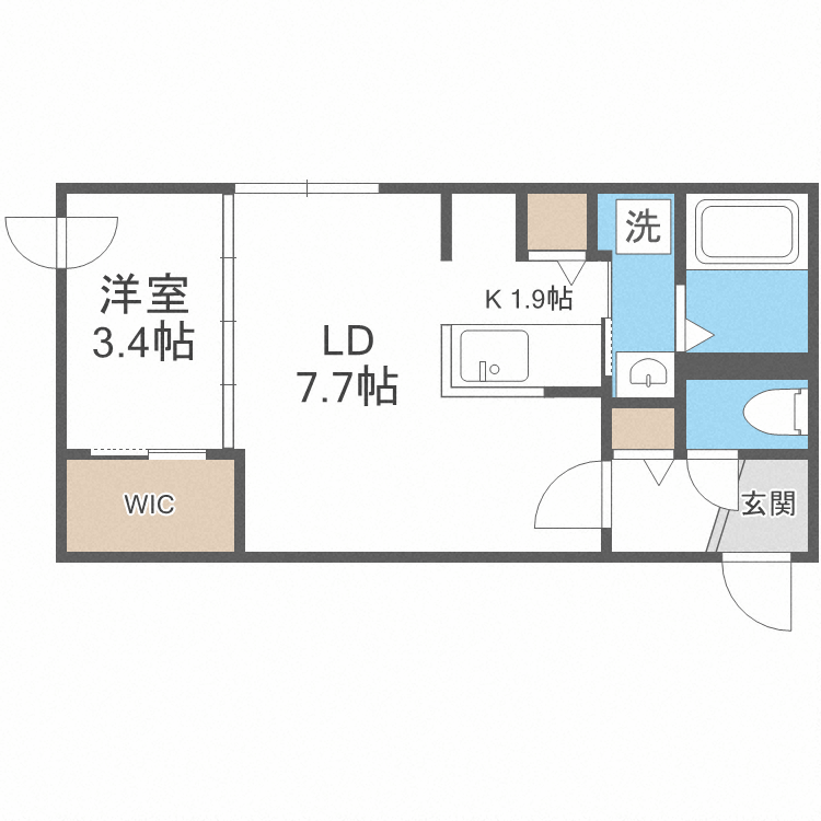 札幌市北区北二十二条西のマンションの間取り