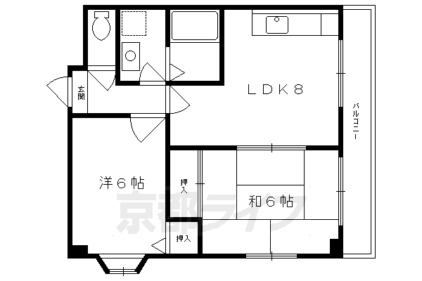 京都市左京区上高野八幡町のマンションの間取り