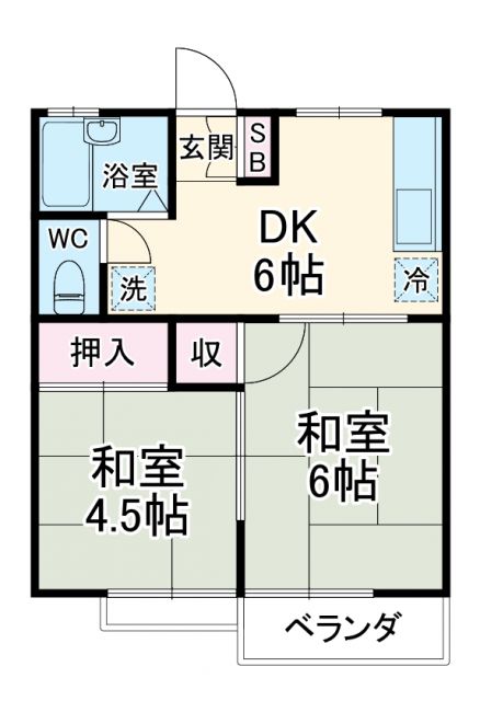 ＪＲ相模線 入谷駅 徒歩11分 2階建 築38年の間取り写真