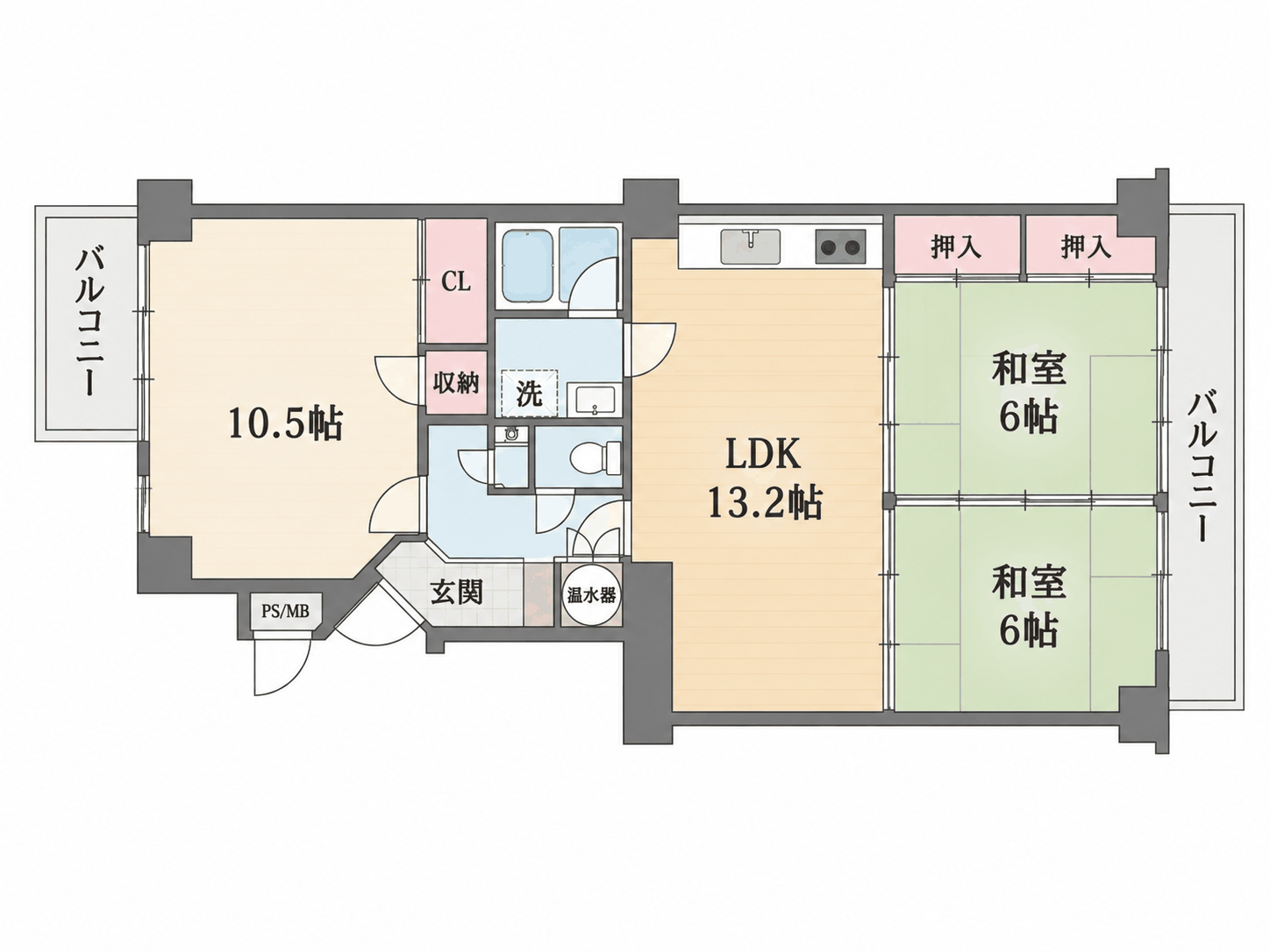 ＪＲ山陽本線 横川駅 徒歩5分 13階建 築43年の間取り写真