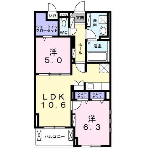 小田急線 鶴川駅 徒歩22分 4階建 築6年の間取り写真