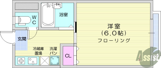 仙台市青葉区川内三十人町のアパートの間取り