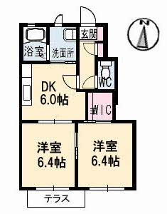 福山市神辺町大字川北のアパートの間取り