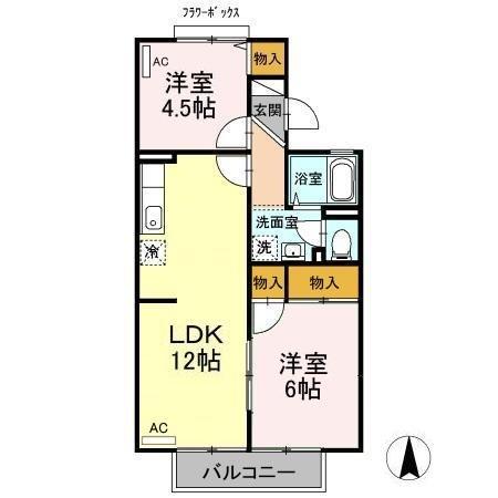 高松市国分寺町新名のアパートの間取り