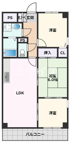 吹田市南吹田のマンションの間取り