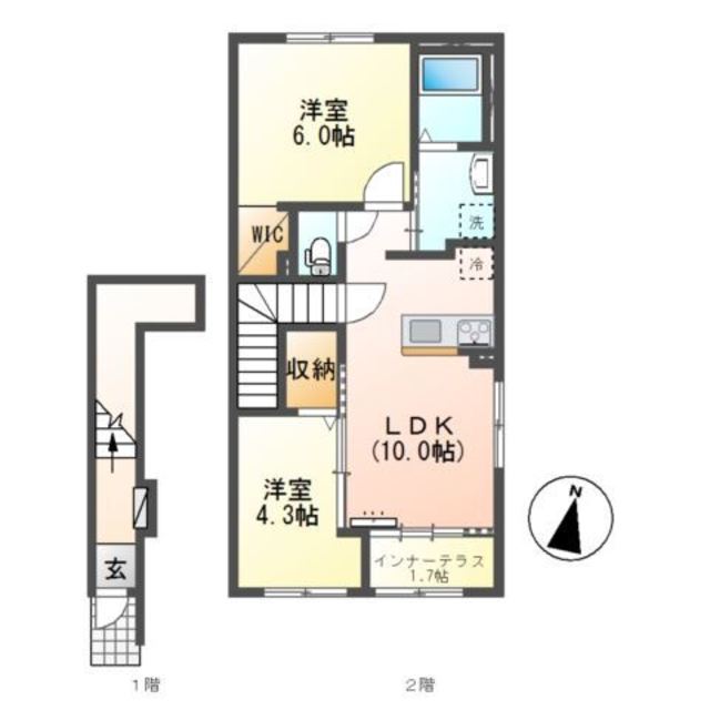 京都市西京区下津林大般若町のアパートの間取り