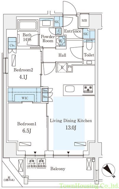 【港区西麻布のマンションの間取り】