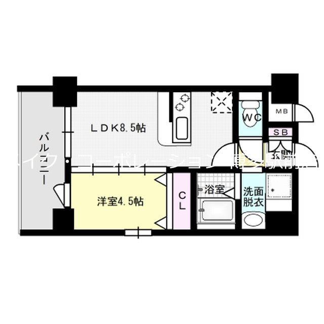 福岡市博多区博多駅前のマンションの間取り