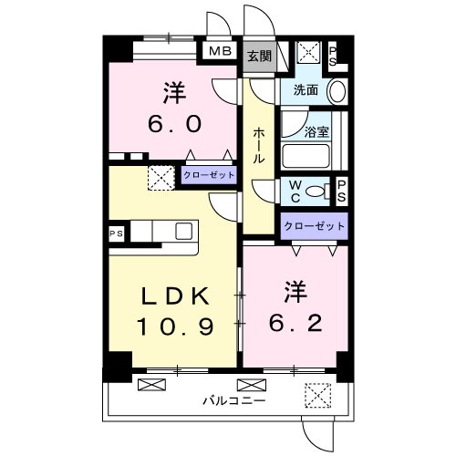 姫路市東山のマンションの間取り