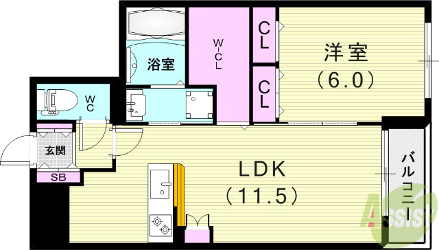 神戸市北区山田町小部のマンションの間取り