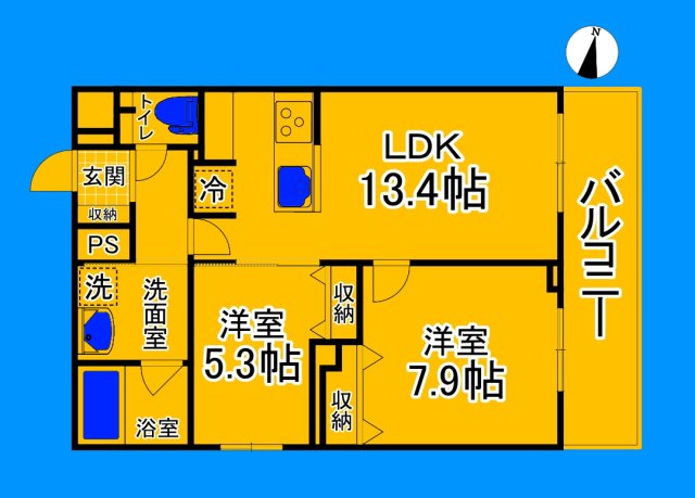 堺市堺区向陵西町のマンションの間取り