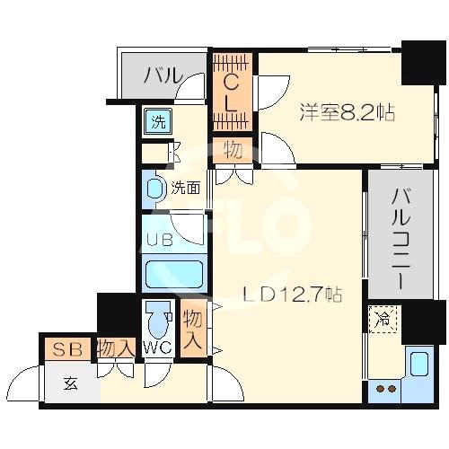 大阪市中央区東心斎橋のマンションの間取り