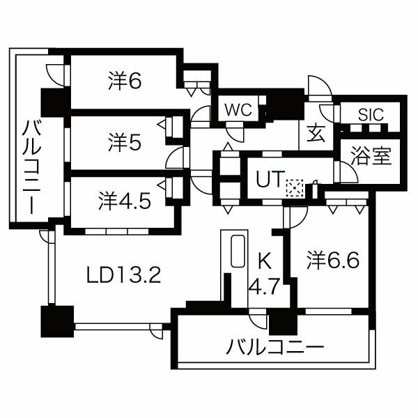 札幌市西区琴似一条のマンションの間取り