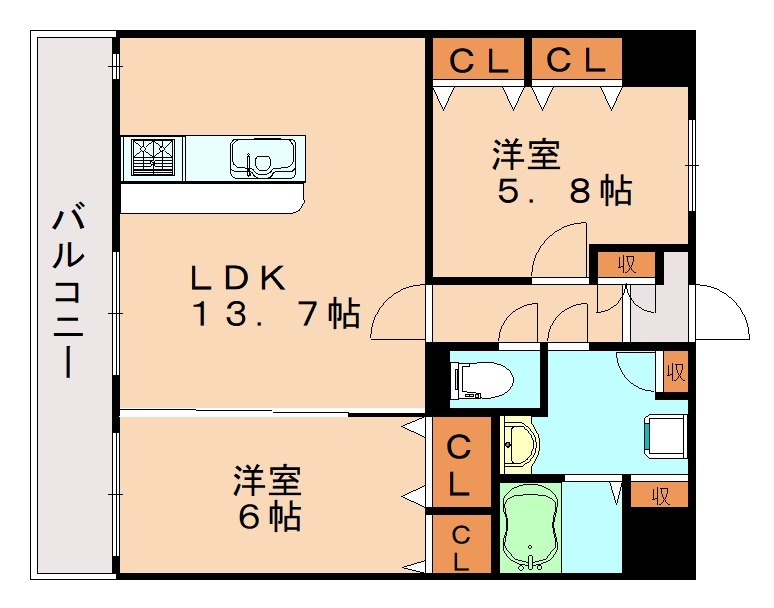 飯塚市川津のマンションの間取り