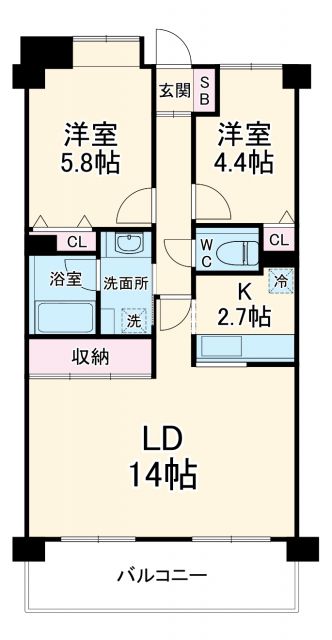 松戸市松戸新田のマンションの間取り