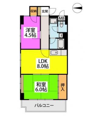 久留米市荒木町荒木のマンションの間取り