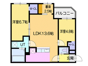 札幌市厚別区厚別東三条のマンションの間取り