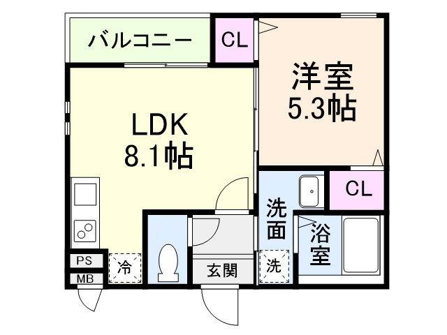 大阪市住吉区万代東のアパートの間取り