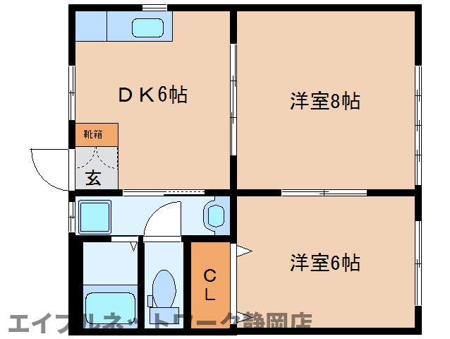 静岡市駿河区広野のアパートの間取り