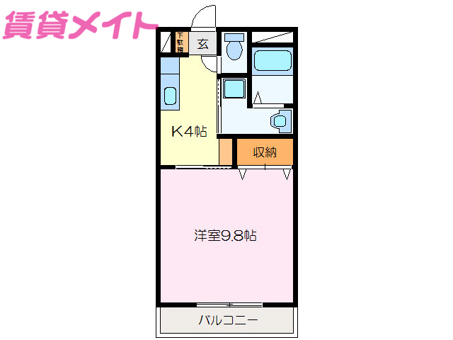 松阪市久保町のマンションの間取り