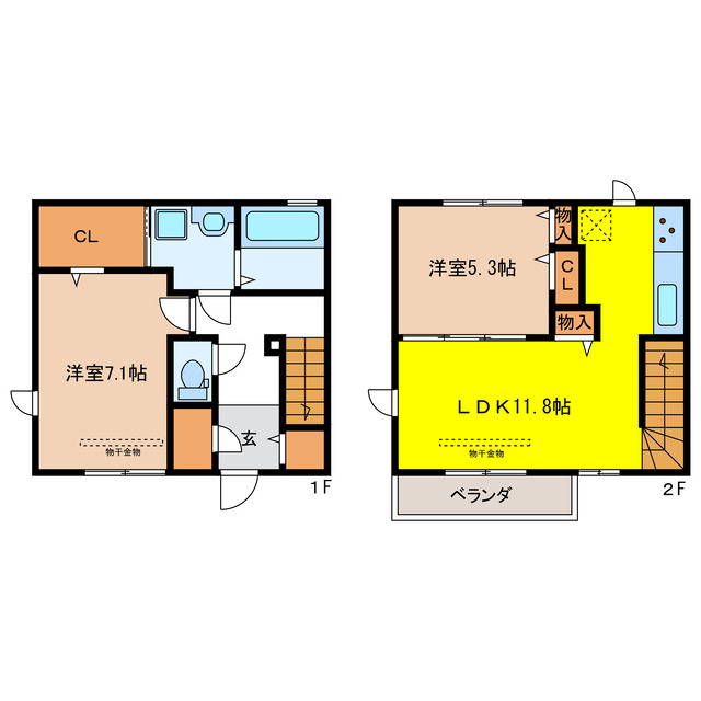 岐阜市柳津町南塚のアパートの間取り