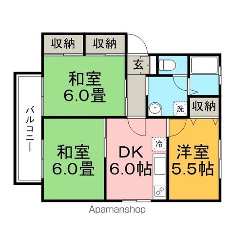 ＪＲ筑豊本線 筑前山家駅 徒歩13分 2階建 築33年の間取り写真