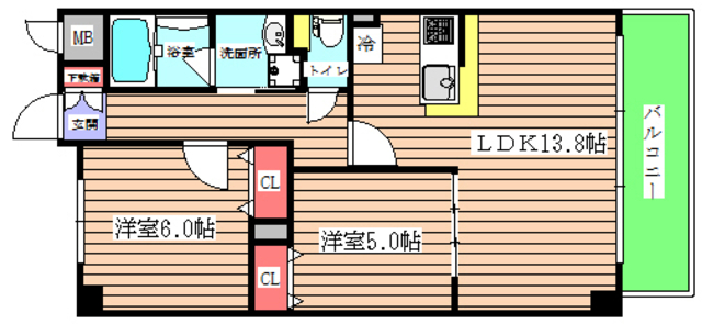 ＪＲ東西線 海老江駅 徒歩5分 12階建 築9年の間取り写真